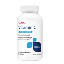 GNC 비타민 C 타임드-릴리스 1000mg 베지테리안 캐플렛, 90개입, 1개