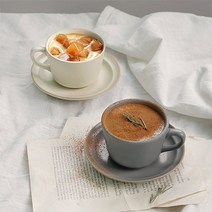 예쁜 빈티지 모던 도자기 커피잔 세트 250ml 2color 홈 카페 뉴트로 카푸치노 라떼 잔 커플 커피컵 신혼 집들이 선물, 그레이