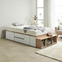 넉넉한 내부 공간 중서랍 슈퍼싱글 수납침대 프레임, 메이플화이트