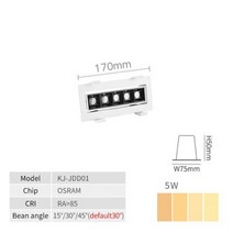 COOJUN LED Downlight 라인 라이트 바 선형 마그네틱 램프 Recessed 천장 램프 스트립 거실 복도 실내 조명 메인 조명 눈부심 방지 COB 스트립 스포트라이트가, 5W_4000K