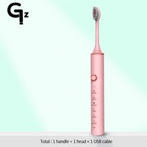 N100 음파 전동 칫솔 성인용 타이머 브러시 6 가지 모드 USB 충전기 충전식 교체형 헤드 세트, [12] N100pink 1