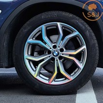 SnJ BMW X3(G01)20D 19인치 휠마스크 홀로그램 카본 스티커 DIY 휠 튜닝 커버, 19인치_유광블랙