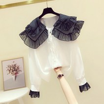 화이트블라우스 프렌치 스타일 나비 넥타이 인형 칼라 쉬폰 셔츠 여성 긴팔 2023 봄 디자인 캐주얼 셔츠 긴팔블라우스
