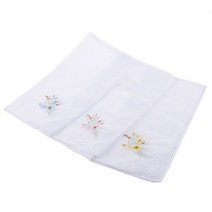 자수손수건 꽃 100 면 12 개 팩 편안한 포켓 여성용 화이트, Style 3