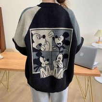 재킷 스타일 여성 미키 마우스 스웨터 니트 카디건