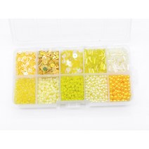 비즈 공예 재료 만들기 세트 DIY 키트 시드비즈 막대비즈 반지 팔찌 크리스탈 스팽글, 사각 10칸 개나리