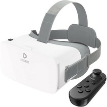 전화용 DESTEK V5 VR 헤드셋 컨트롤러가 있는 110°FOV HD 안티 블루 렌즈 가상 현실 iPhone 111213용 고글 삼성 화이트, Cream