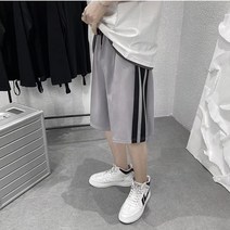 스트라이프 스포츠 반바지 남성용 느슨한 여름 캐주얼 5 점 바지