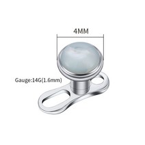 풍 닻 씨앵커 씨앙카 대형 세일링 조류 앵커 바다 부유식 보트 Right Grand ASTM F136 티타늄 14G 더멀 탑 오가닉 아발론 화이트 핑크 쉘 베이스 미세 피부 피어싱, 2.4mm White