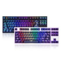 한성컴퓨터 TKL 게이트론 RGB 기계식 유선키보드 갈축, 화이트 청축, GK687, 텐키리스