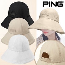 핑 여성 골프 버킷햇 린넨 벙거지 챙 모자 2023, 화이트