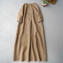 브이넥 린넨 원피스 여성 빅사이즈 여름옷 Whr1034