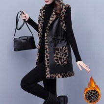 겨울 여자 레오파드 조끼 코트 블랙프라이데이