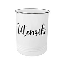 홈 에이커 디자인 주방기구 홀더기구 crocks 수조 주최자기구 기구 홀더 스테인레스 스틸 림 화이트에 대한 빈티지 농가 주방 장식 캐디