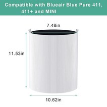 Yweller Blue Pure 411 교체용 필터 Blueair 411 411+ 및 Mini와 호환 2팩 프리미엄 접이식 HEPA 입자 활성탄 필터 교체 바이오더