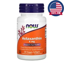 나우푸드 아스타잔틴 Astaxanthin 4mg 60식물성캡슐, 1개, 60캡슐