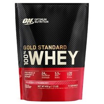 Optimum Nutrition 옵티멈 뉴트리션 100% 유청 단백질 딜리셔스 스트로베리 450g 딸기 골드 스탠다드, 1개