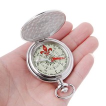 고도계 나침반 ootdty pocket watch flip compass 휴대용 하이킹, 은의, 1개