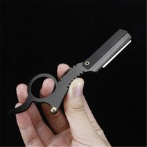 스트레이트 에지 이발사 면도기 수염 눈썹 면도 도구 수동 제모 미용사 트리밍 블레이드 반지 모양, black 2