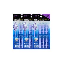 [24% 더 효과적인 프라그제거] 페리오 치간칫솔 I자형 0.8mm 15개입 잇몸을 보호하는 코팅와이어, 3개