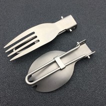 [조앤파크]아웃도어 캠핑 티타늄 스푼 접이식 티타늄 포크 피크닉 바베큐 식기 EDC 퓨어 티타늄 스푼, 03 접이식 티타늄 스푼