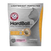 ARM & HAMMER Hardball 경량 플래티넘 멀티 캣 쉬움 지저분해지지 않는 스쿠핑 클럼핑 고양이 모래 3.9kg8.5파운드 백 가든 블룸 향 130680, 16.5 LB