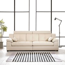 동서가구 스카온 구스다운 라텍스 천연가죽 3.5인용 소파 DF636746, 네이비
