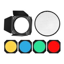 Godox BD-04 헛간 문 Barndoor 4 색 젤 필터 벌집 그리드 7 표준 반사판 SL60W SL150II SK400II, Black, 01 Black