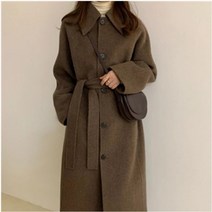 Mao여성 모직 코트 가을 겨울 허리 꽉 캐시미어 코트한국 스타일두꺼운 무릎 중간 길이부드러운 스타일