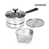 키친아트 스텐 미니 찜국수 냄비+채망+찜기 16cm, 기본