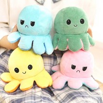 다파요 리시버블 양면 반전 문어 인형 20cm 감정 애착인형 낙지 어린이 감정표현 장난감 완구 뽑기인형, 파랑1P, 선택없음