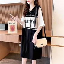 스타일아유 여성 박시핏 루즈핏 봄 여름 면 반팔 후드 롱 원피스 반팔 면 티셔츠 세트 홈웨어 여름 데일리