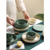 북유럽 식기 그릇 세트 미니혼수 신혼그릇 홈세트, 카키 28종 8인 세트