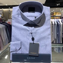 예작 예작 남성정장와이셔츠 카치온 솔리드 신사자수 슬림핏 긴팔 (YJ0FBS973-NY)