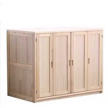 낮은 이불장 원목 장롱 장롱 옷장 수납 이불 정리함, 120x60x90 나무색  문 4개