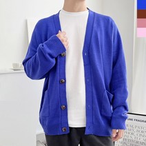 브랜드없음 남성용 오버핏 브이넥 긴팔 니트 가디건 카디건_FW