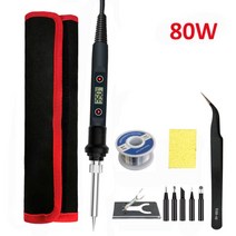 납땜 인두기 60w80w 전기 디지털 스테이션 220v 110v 온도 조절 가능한 팁, 협력사, 80w 110v, 80w 블랙 세트4