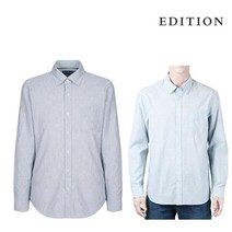 에디션 남성 그린 세로 스트라이프 패턴 셔츠