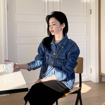 여자 데일리 심플 박시한 구제 데미지 오버핏 데님자켓