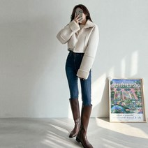 러블리감성 나언 크롭 숏 무스탕 점퍼