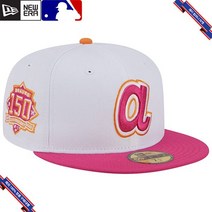 [미국정품] 907437 스냅백 캡모자 MLB [애틀랜타 브레이브스] 뉴에라 150th Team Anniversary 59FIFTY Fitted Hat - White/Pink