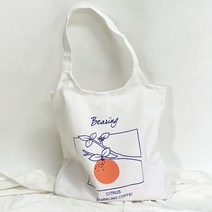 오렌지 캔버스 에코백 데일리 화이트
