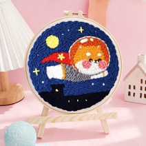 보람창고 100종 펀치 니들 자수 패키지 취미 세트+펀치니들바늘+부자재 모두포함, 132.스페이스시바