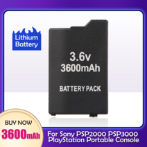 1pcs 3.6v 3600mah 게임 패드 배터리 psp 2000 psp 3000 psp2000 psp3000 플레이 스테이션 휴대용 컨트롤러 교체 셀