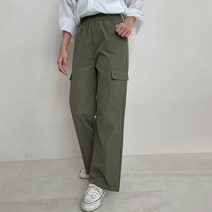 마이시즌 여성용 빈프 카고 와이드 밴딩 팬츠