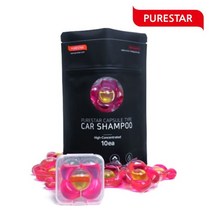 [케이스 증정] 퓨어스타 캡슐 카샴푸 물에 녹는 수용성 간편한 고농축 중성 버킷 거품 세차샴푸 10개 1팩