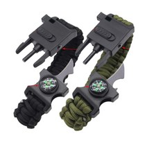 도매창고 생존 로프 나이프 나침반 부싯돌 밧줄 캠핑 파이어스틱 비상용 호루라기 팔찌 파라코드 재난 용품 키트, 생존팔찌-나이프-카키