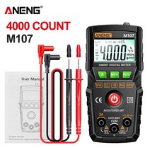 디지털멀티미터 ANENG M107 테스터기 디지털 multimeter 4000 카운트 자동 멀티 미터 전압 전류 저항 테스, 08 M107 Black