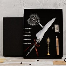 (주)트리 인천가정지사 6종 퀼 깃털 캘리그라피 만년필 세트(화이트) (6565015), 기본