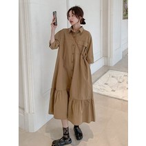 셔츠형원피스 여성을 위한 여름 드레스 패션 솔리드 칼라 싱글 브레스트 캐주얼 셔츠 스커트 로브 스트리트웨어 오버사이즈 여성